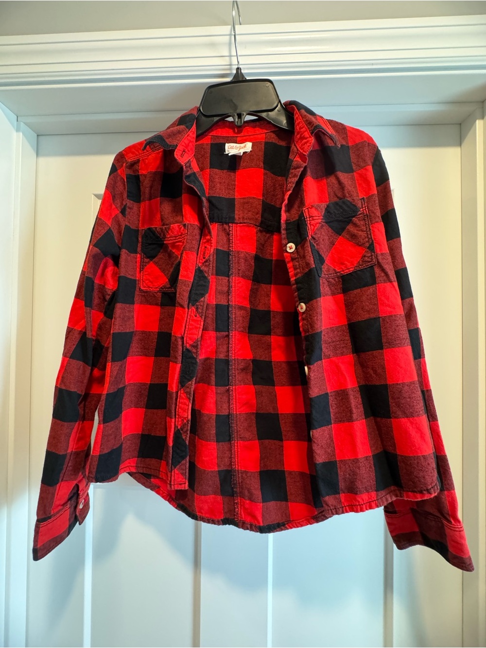 Girls size L 10/12 | Cat & Jack | Red-Black Buffalo Plaid Button-Down Shirt